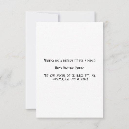 プリンス王室の誕生日ジョイカード カード (裏面)