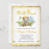 プリンス王室の金ゴールドリトルベアーボーイ赤ちゃんシャワー 招待状 (正面)