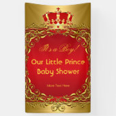プリンス王室の金ゴールドレッドクラウンベビーシャワーボーイ 横断幕 (縦)