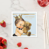 プリンス男の赤ちゃんシャワパーソナライズされたーベビーブルー金ゴールド スタンダードカクテルナプキン (インサイチュ)