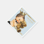 プリンス男の赤ちゃんシャワパーソナライズされたーベビーブルー金ゴールド スタンダードカクテルナプキン (角)