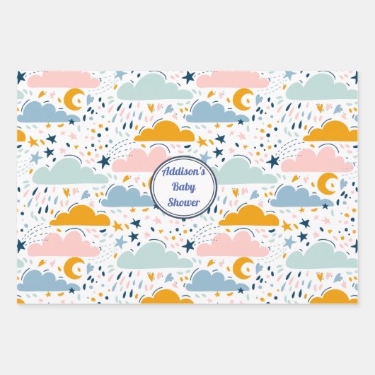 プリンス男の赤ちゃんベイビーシャワー ラッピングペーパーシート (正面)