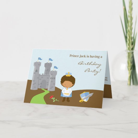 プリンス誕生日パーティー折り畳みカード 招待状 (正面)