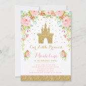 プリンス誕生日招待状金ゴールドプリンセスカテル 招待状 (正面)