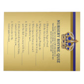 プリンス赤ちゃんシャワーゲームプリンス子供部屋韻クイズ ノートパッド (正面)