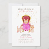 プリンス赤ちゃんシャワー猫子女ピンクかわいい 招待状 (正面)