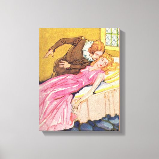 プリンス魅力的キスをするスリープ美しい キャンバスプリント (正面)