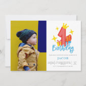 プリンス1歳誕生日パーティーの写真 招待状 (正面)