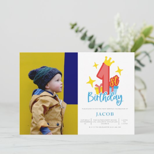 プリンス1歳誕生日パーティーの写真 招待状 (スタンド正面)