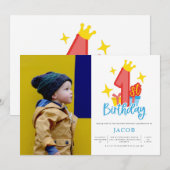 プリンス1歳誕生日パーティーの写真 招待状 (正面/裏面)