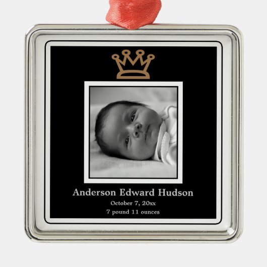 プリンス クラウン ベビー ボーイ 写真 オーナメント (正面)