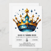 プリンス ピンク バースデー クラウン 招待状 (正面/裏面)