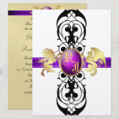 プリンス&プリンセスパープル金ゴールドシャンパン6x8 招待状 (正面/裏面)