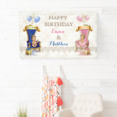 プリンス&プリンセス玉座ツインズボーイガールカスタマイズ 横断幕 (インサイチュ)