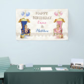 プリンス&プリンセス玉座ツインズボーイガールカスタマイズ 横断幕 (トレードショー)