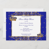 プリンス ボーイ ベイビー シャワー ロイヤル ブルー ゴールド エスニック 2 招待状 (裏面)