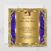 プリンス ロイヤルブルー ベイビーシャワー レガルレッド ゴールド ボーイ 4 招待状 (裏面)