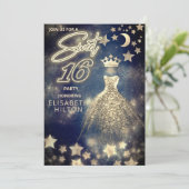 プリンセクールス金ゴールドシークンズのドレスムーンスターズ青 招待状 (スタンド正面)