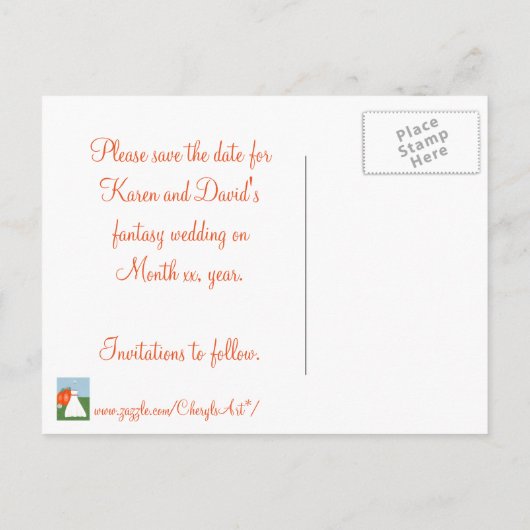 プリンセスおとぎ話かぼちゃのキャリッジ日付を保存 案内ポストカード (裏面)