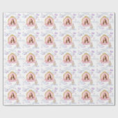 プリンセスおとぎ話かわいいピンクの女の子の写真誕生日 ラッピングペーパー (フラット)