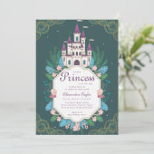 プリンセスおとぎ話の城の森ベビーガールシャワー 招待状 (スタンド正面)