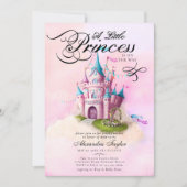 プリンセスおとぎ話の城ピンクベビーガールシャワー 招待状 (正面)