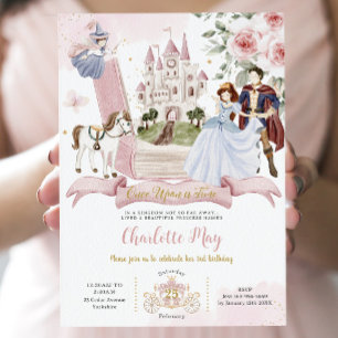 プリンセスおとぎ話の本ワンスオンザタイム誕生日 招待状