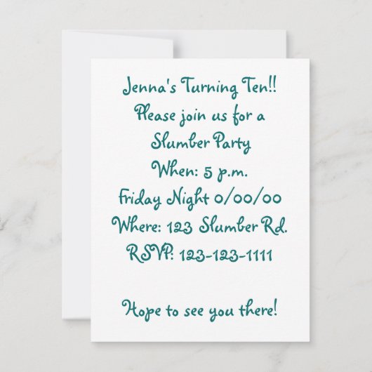 プリンセスおよびエンドウ豆の招待状 招待状 (裏面)