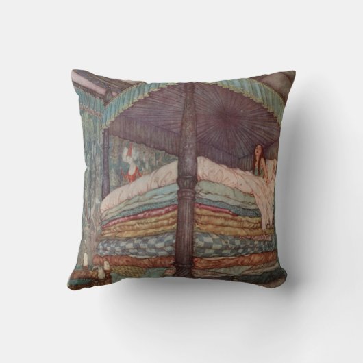 プリンセスおよびエンドウ豆の枕Rackhamのおとぎ話 クッション (裏面)