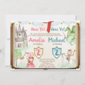 プリンセスおよび騎士誕生日のパーティの招待状 招待状 (正面)