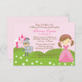プリンセスおよび騎士誕生日の招待 招待状 (正面/裏面)