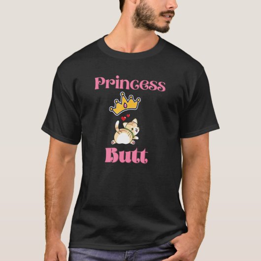 プリンセスお尻と可愛い猫デザイン Tシャツ (正面)