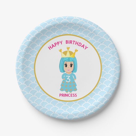 プリンセスお誕生日おめでとう ペーパープレート (正面)