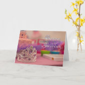 プリンセスかわいらしティアラピンクパープル誕生日カード カード (黄色い花)