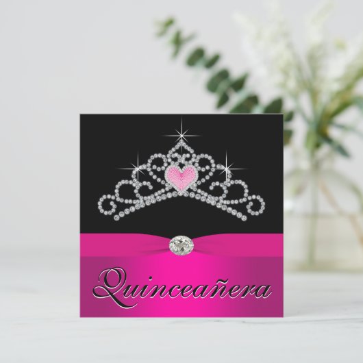 プリンセスかわいらしティアラホットピンクキンセアニェラ 招待状 (スタンド正面)