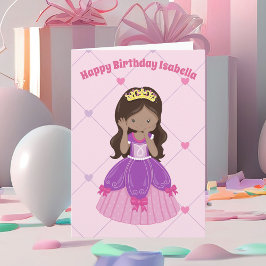 プリンセスかわいらしピンクカスタムヒスパニックガール誕生日 カード