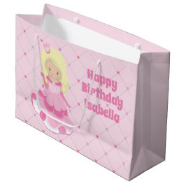 プリンセスかわいらしピンクブロンドカスタムガールズ誕生日 ラージペーパーバッグ