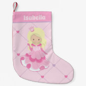 プリンセスかわいらしピンクブロンドガールバースデーパーティー スモールクリスマスストッキング (正面)