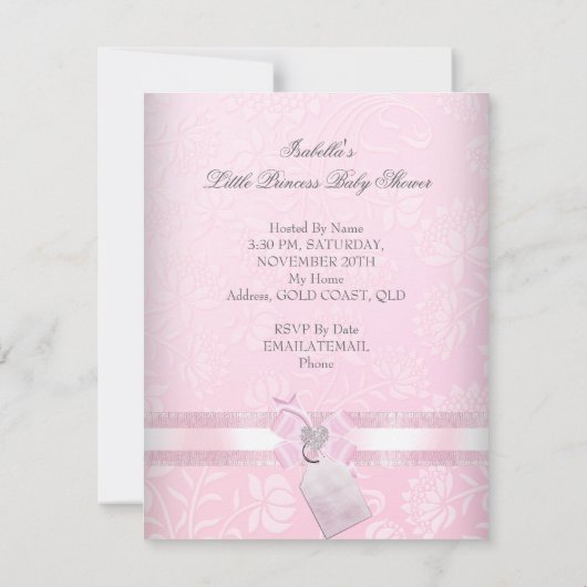 プリンセスかわいらしベイビーシャワーかわいいガールティアラ民族 招待状 (裏面)