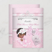 プリンセスかわいらしベイビーシャワーかわいいガールティアラ民族 招待状 (正面/裏面)