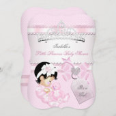 プリンセスかわいらしベイビーシャワーかわいい女の子ティアラスポット 招待状 (正面/裏面)