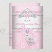 プリンセスかわいらしベビーシャワーガールバタフライティアラ 招待状 (正面/裏面)