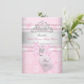 プリンセスかわいらしベビーシャワーガールバタフライハート 招待状 (スタンド正面)