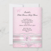 プリンセスかわいらしベビーシャワーガールバタフライハート 招待状 (裏面)