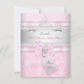 プリンセスかわいらしベビーシャワーガールバタフライ 招待状 (正面)