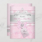 プリンセスかわいらしベビーシャワーガールバタフライ 招待状 (正面/裏面)