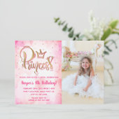 プリンセスかわいらし誕生日写真 招待状 (スタンド正面)