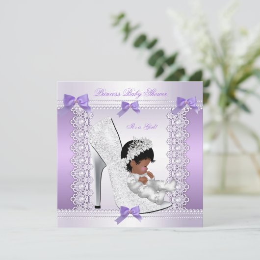 プリンセスかわいらし赤ちゃんシャワーかわいい女の子の靴2 招待状 (スタンド正面)