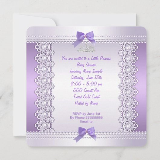 プリンセスかわいらし赤ちゃんシャワーかわいい女の子の靴3 招待状 (裏面)