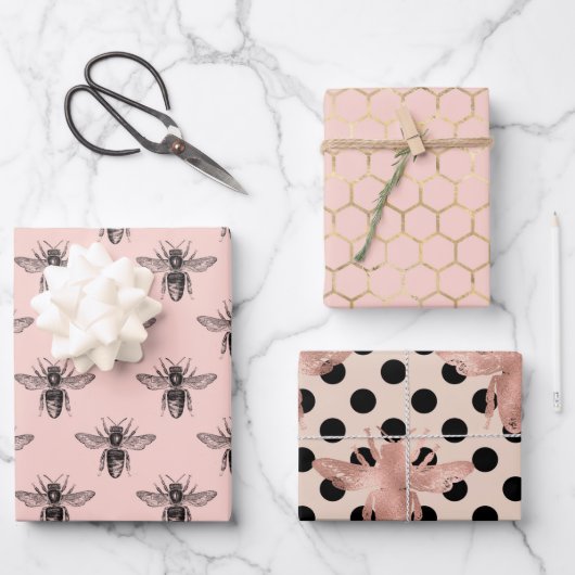 プリンセスかわいらし・ビー・ブラックと金ゴールド  ラッピングペーパーシート (正面)